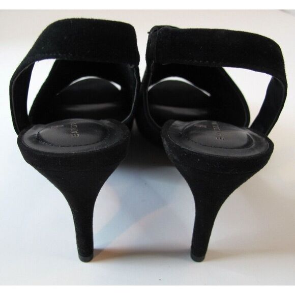 Bandolino Jasmine Black Suede Peep Toe Slingback Peep Toe Heels Women's 8.5M - Picture 3 of 9